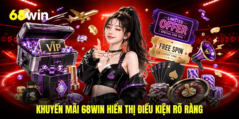 Khuyến mãi 68WIN hiển thị điều kiện rõ ràng